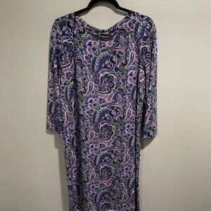 Talbots Paisley Pink/blue dress XL- FREE SHIPPING